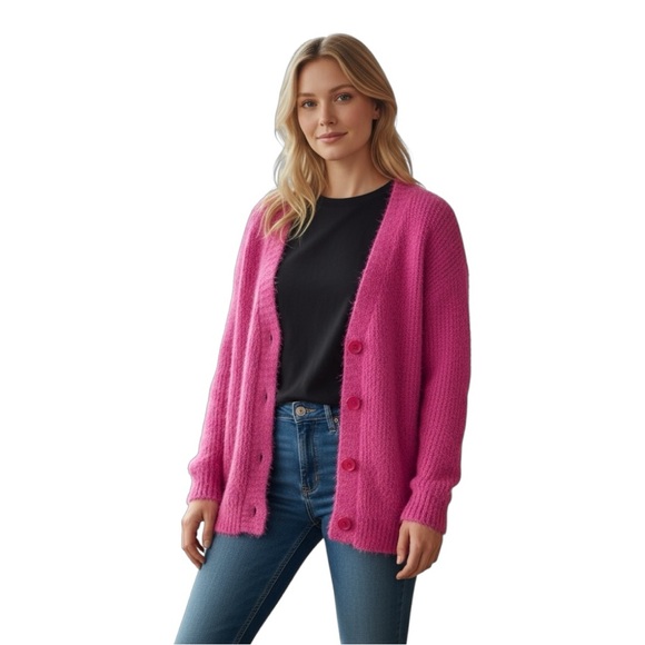 NWT Too Foxy Pink Eyelash Cardigan - Picture 1 of 9